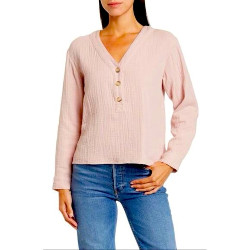 Madewell Lightspun Evert Top Long Sleeve Henley- Size Large